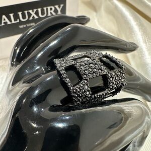 🆕 🔥🔥 Alexis Bittar MUST HAVE !!Swarovski Crystal Gun Metal Ring Size 7